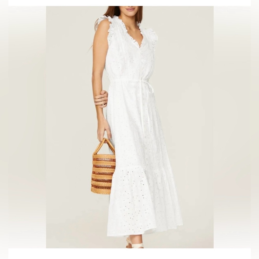 Polo by Ralph Lauren White Sleeveless V-Neck Maxi Dress